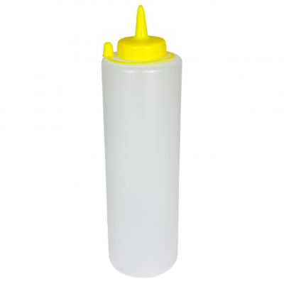 513605 Пляшка для соусу 360мл, прозора з жовтою кришкою