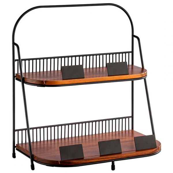 30339 Підставка 2-х ярусна металева з 2 знімними дерев'яними дошками +8 табличок для етикеток (8x4 с