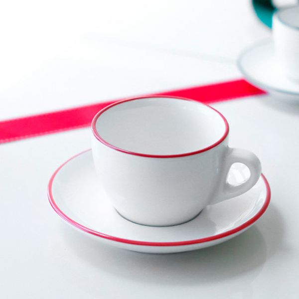 36115 Блюдце cappuccino, cappuccino large 14,5 см Pennellessa Red rims для серій "Verona", "Torino"