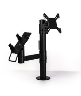 Ергономічна касова стійка з кронштейном для монітора компактним та кронштейном універсальним LP-ARM-L200 (200 мм) з тримачем пін-пада універсальним LP-PIN 