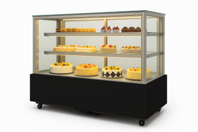 Вітрина кондитерська холодильна Hurakan HKN-LPD150S Black (0,9 м, квадратна)