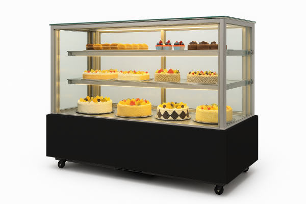 Вітрина кондитерська холодильна Hurakan HKN-LPD150S Black (0,9 м, квадратна)