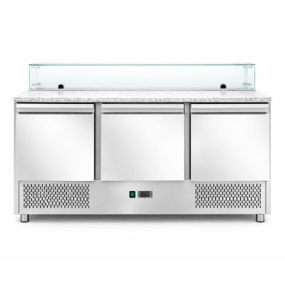 Саладета Hurakan HKN-PZLGV3S 3-х дверна з гранітною поверхнею і склом