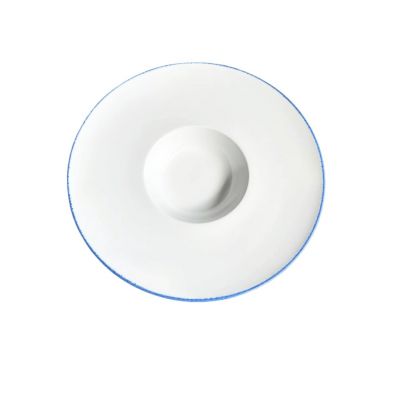 Тарілка для пасти кругла Alt Porcelain, біла з синім краєм 28,5 см
