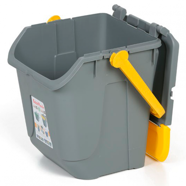 11/25GRB-GIA Контейнер для сміття  370х370 h410 мм, 25 л (сірий) з жовтою кришкою та ручкою