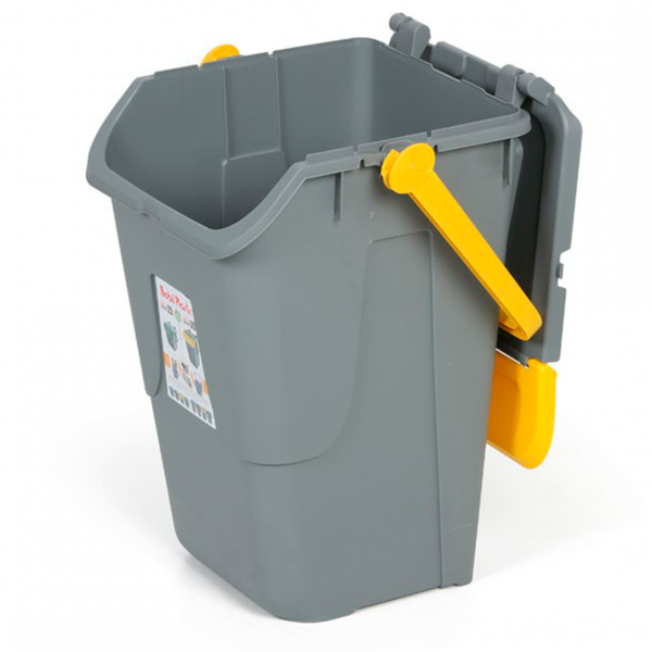 11/35GRB-GIA Контейнер для сміття  370х370 h520 мм, 35 л (сірий) з жовтою кришкою та ручкою