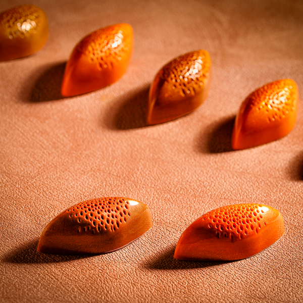 12096 CW Форма для шоколаду "Какао біб з бульбашками" 47,5х21,5 мм h 16 мм, 3х7 шт./ 9,5 г