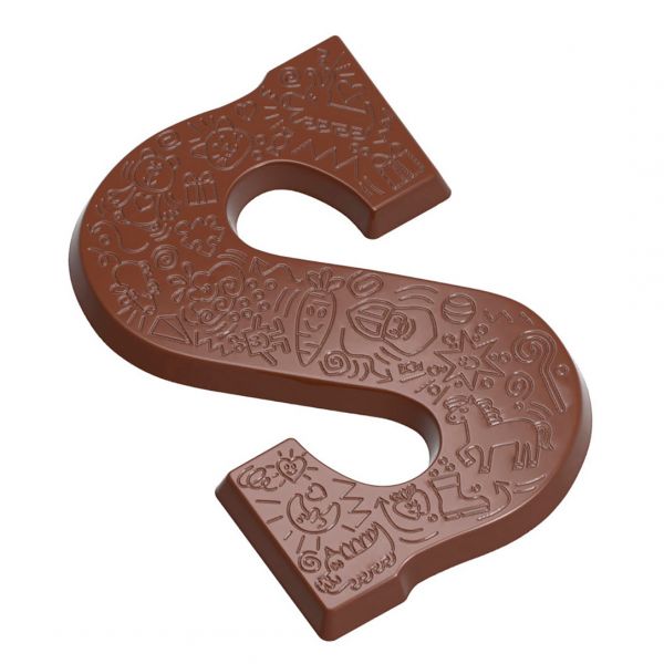 12120 CW Форма для шоколаду "літера "S" з малюнками" 175х117 мм h 12 мм, 1х1 шт./ 200 г