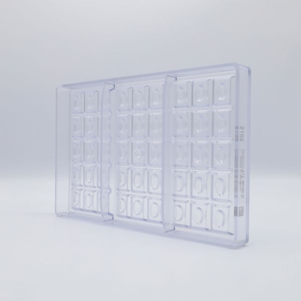 2102 CW Форма для шоколаду "Плитка з краплею" 156x77x8мм, 3 шт. - 97 г