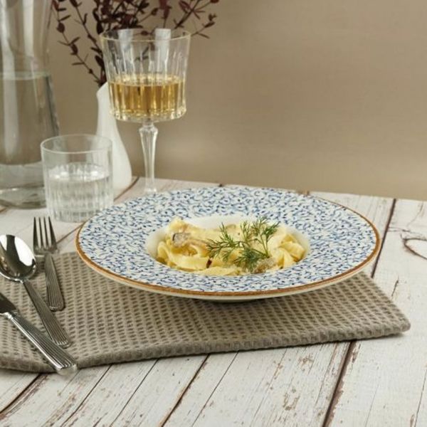 TN-EA-ZT-25-CK Тарілка для пасти з піднятим бортом 25 см (500 мл), декор Edera, серія "Tinta"