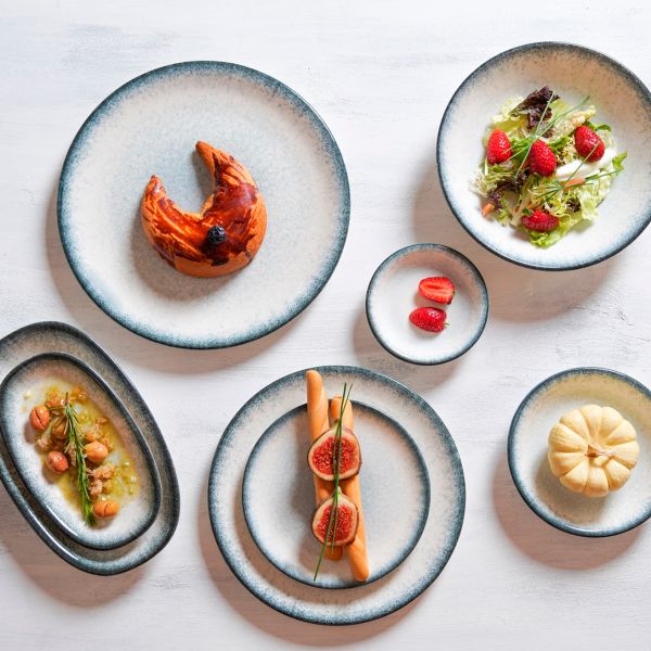 TN-OH-ZT-25-CK Тарілка для пасти з піднятим бортом 25 см (400 мл), декор Occhio, серія "Tinta"