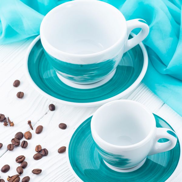 38446 Чашка cappuccino large 260 мл Green stroke B "Verona Millecolori Hand Painted Brush stroke B G