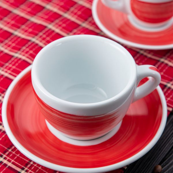 35118 Чашка cappuccino 180 мл Red stroke B "Verona Millecolori Hand Painted Brush stroke B Red with