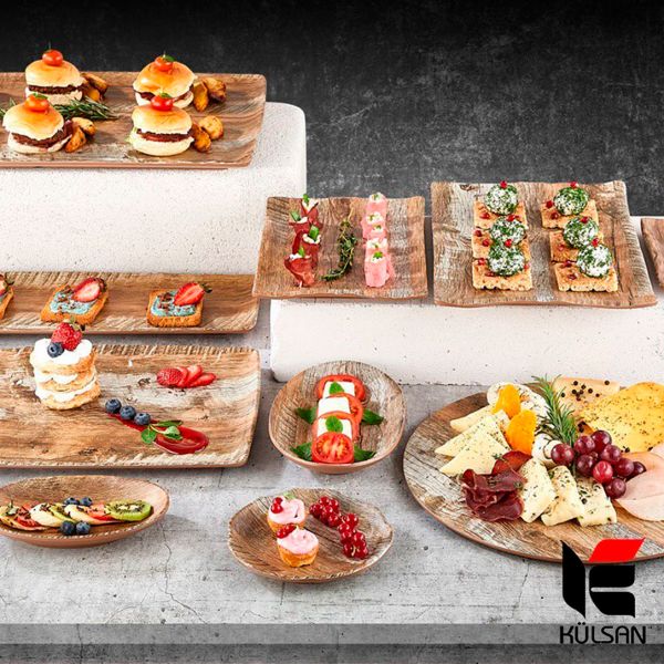 30019.SI Блюдо для подачі меламінове під дерево 18,5x13,1 см