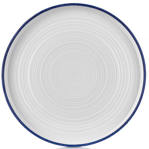 HL-NBL-19-DZ Тарілка кругла рельєфна з бортом 90° 19 см, декор "Navy Blue", серія "Helix"