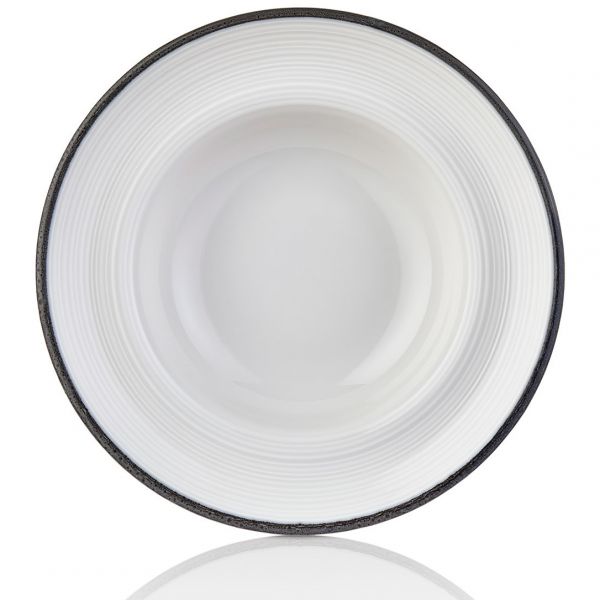 HL-BLA-ZT-25-CK Тарілка для пасти з піднятим бортом 25 см (400 мл), декор "Black", серія "Helix"