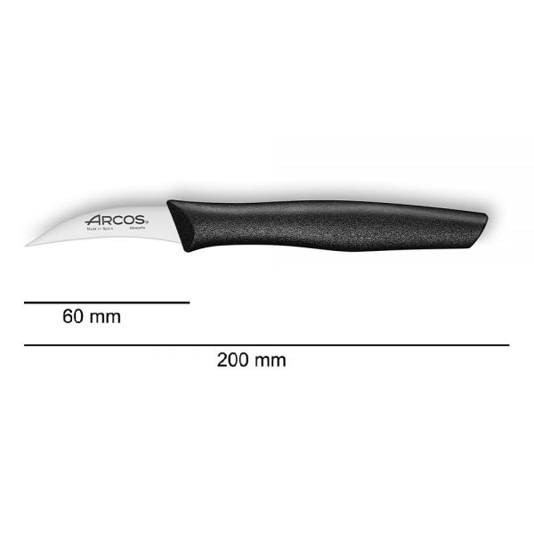 188300 Ніж для чищення вигнутий 60 мм чорний серія "Nova"