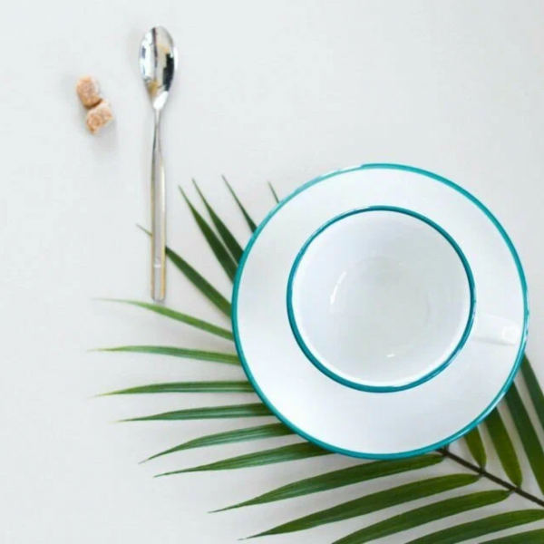 38206 Чашка cappuccino 180 мл Pennellessa Green rims серія "Verona Millecolori"