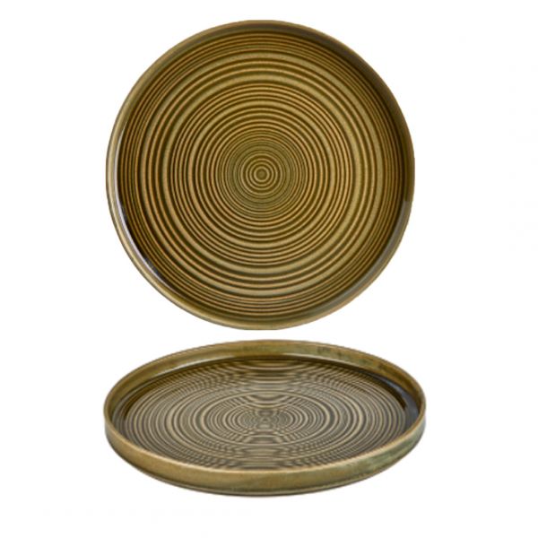 HL-BB-27-DZ Тарілка кругла рельєфна з бортом 90° 27 см, серія "Helix Bamboo"