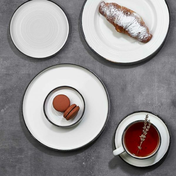 HL-BLA-16-RD Тарілка кругла з бортом 90° 16 см, декор "Black", серія "Helix"