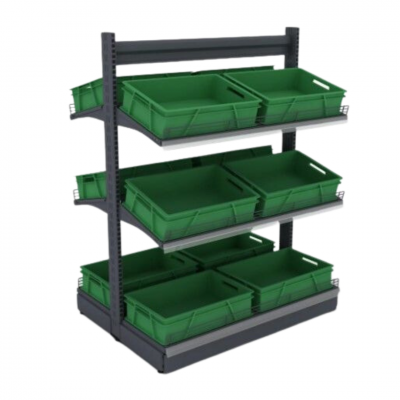 Стелаж для овочів двосторонній тип 2 (висота 1473мм, довжина 1000мм, глибина 400+400мм, приставний)